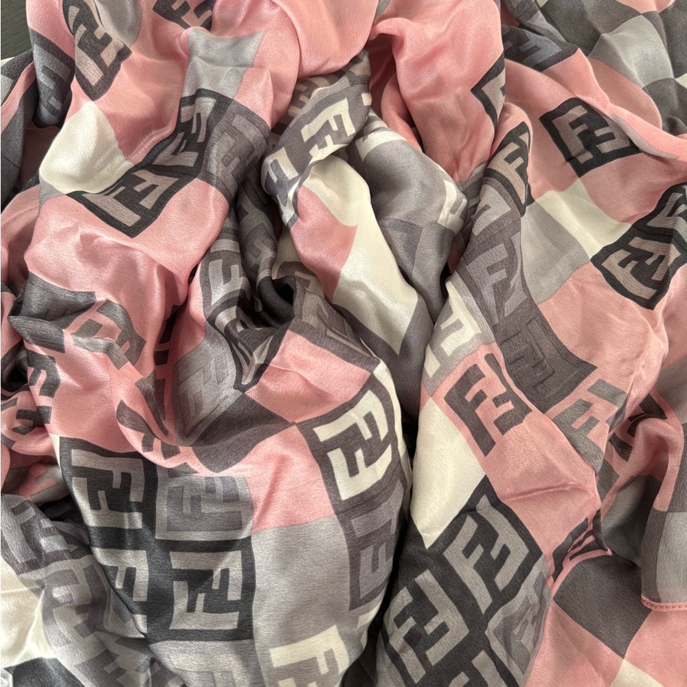 Vintage Fendi Pink and Grey Scarf